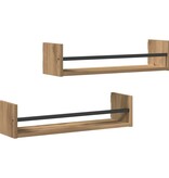 VidaXL Wandplank 2 pcs artisanaal eikenkleurig 60 x 16 x 14 cm