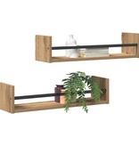 VidaXL Wandplank 2 pcs artisanaal eikenkleurig 60 x 16 x 14 cm
