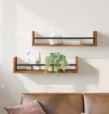VidaXL Wandplank met plank 2 pcs Oud hout 60 x 16 x 14 cm Bewerkt hout