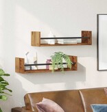 VidaXL Wandplank met plank 2 pcs Oud hout 60 x 16 x 14 cm Bewerkt hout