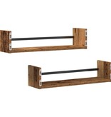 VidaXL Wandplank met plank 2 pcs Oud hout 60 x 16 x 14 cm Bewerkt hout