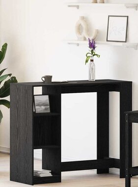 VidaXL Bartafel met plank Zwart Eiken 124 x 46 x 103.5 cm Bewerkt hout