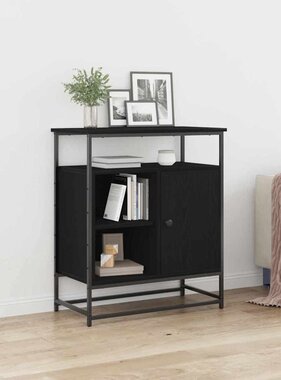 VidaXL Dressoir Zwart eiken 69 x 35 x 80 cm Bewerkt hout