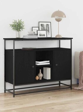 VidaXL Dressoir Zwart eiken 100 x 35 x 80 cm Bewerkt hout