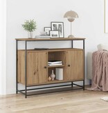 VidaXL Dressoir artisanaal eikenkleurig 100 x 35 x 80 cm Bewerkt hout