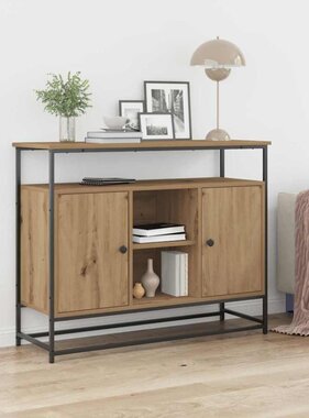 VidaXL Dressoir artisanaal eikenkleurig 100 x 35 x 80 cm Bewerkt hout