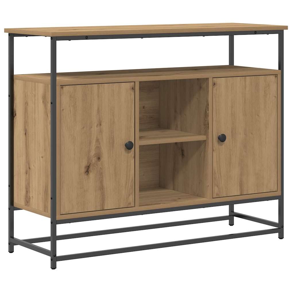 VidaXL Dressoir artisanaal eikenkleurig 100 x 35 x 80 cm Bewerkt hout