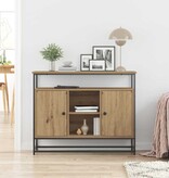 VidaXL Dressoir artisanaal eikenkleurig 100 x 35 x 80 cm Bewerkt hout