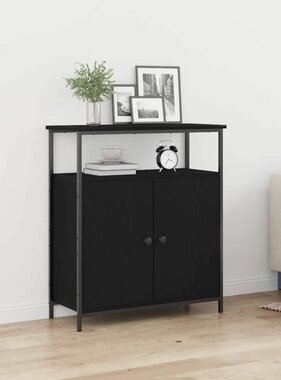 VidaXL Dressoir Zwart eiken 70 x 30 x 80 cm Bewerkt hout