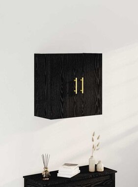 VidaXL Wandkast Zwart eiken 60 x 31 x 70 cm Bewerkt hout