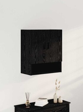 VidaXL Wandkast Zwart eiken 60 x 31 x 70 cm Bewerkt hout