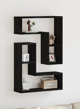 VidaXL Wandplanken 2 pcs Zwart eiken 50 x 15 x 85 cm Bewerkt hout