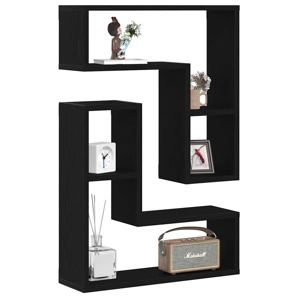 VidaXL Wandplanken 2 pcs Zwart eiken 50 x 15 x 85 cm Bewerkt hout