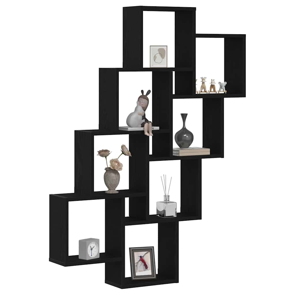 VidaXL Wandplank met plank Zwart eiken 90 x 15 x 119,5 cm Bewerkt hout