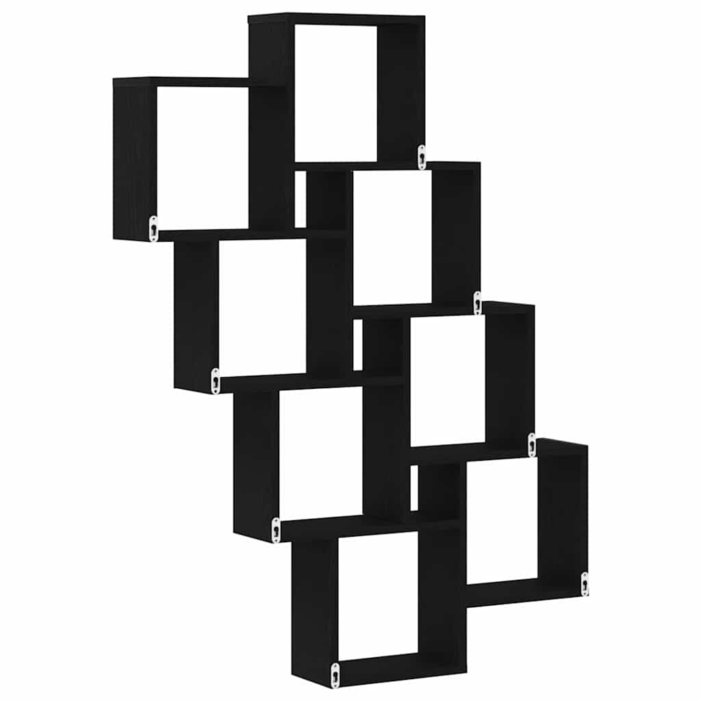 VidaXL Wandplank met plank Zwart eiken 90 x 15 x 119,5 cm Bewerkt hout