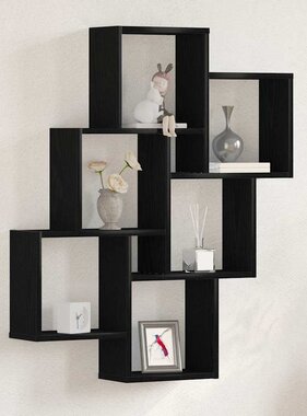 VidaXL Wandplank met plank Zwart eiken 78 x 15 x 92 cm Bewerkt hout