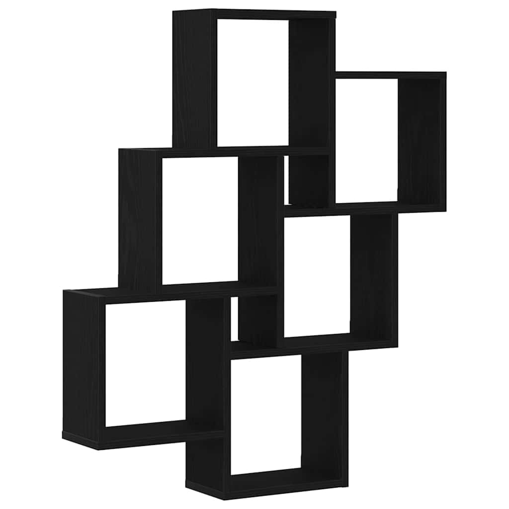 VidaXL Wandplank met plank Zwart eiken 78 x 15 x 92 cm Bewerkt hout