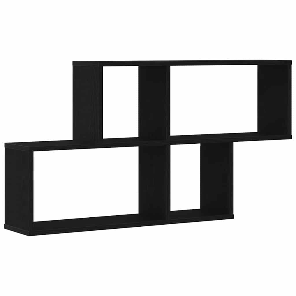 VidaXL Wandplank met plank Zwart eiken 76 x 15 x 53 cm Bewerkt hout