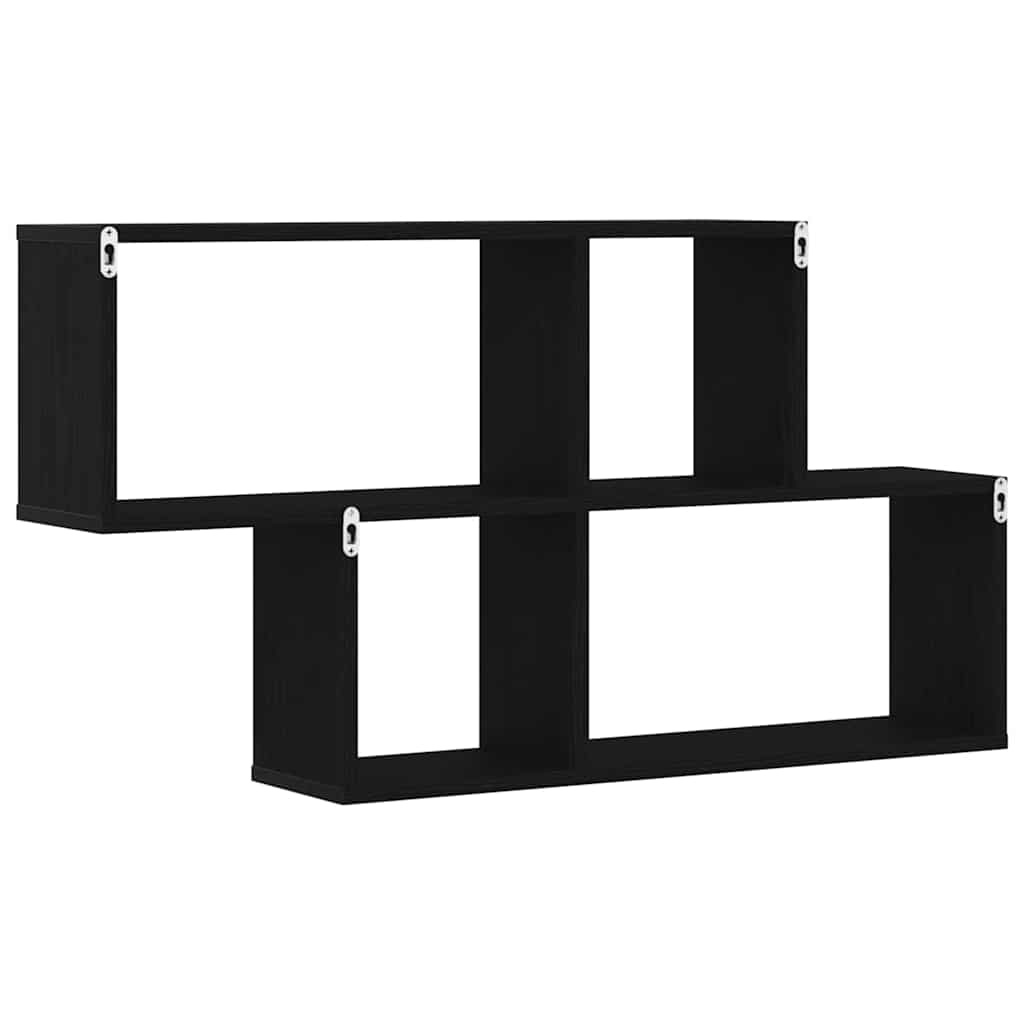 VidaXL Wandplank met plank Zwart eiken 76 x 15 x 53 cm Bewerkt hout