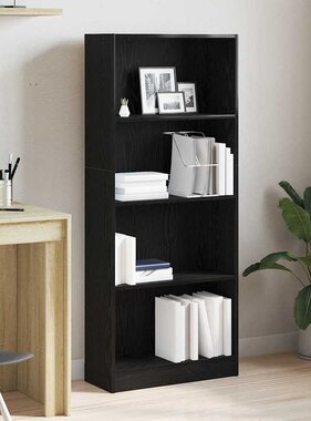 VidaXL Boekenkast Zwart eiken 60 x 24 x 143 cm Bewerkt hout