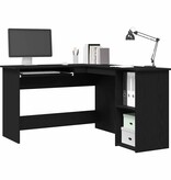 VidaXL Hoekbureau Zwart eiken 120 x 140 x 75 cm Bewerkt hout