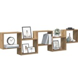 VidaXL Wandschap kubus 5 vakken bewerkt hout artisanaal eikenkleurig