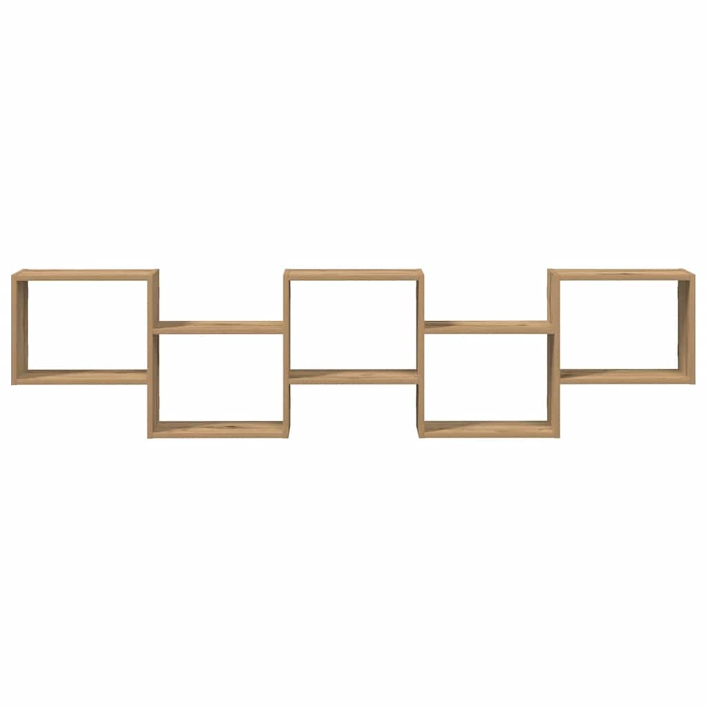VidaXL Wandschap kubus 5 vakken bewerkt hout artisanaal eikenkleurig