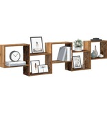 VidaXL Wandschap kubus 5 vakken bewerkt hout oud houtkleurig