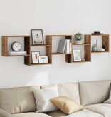 VidaXL Wandschap kubus 5 vakken bewerkt hout oud houtkleurig