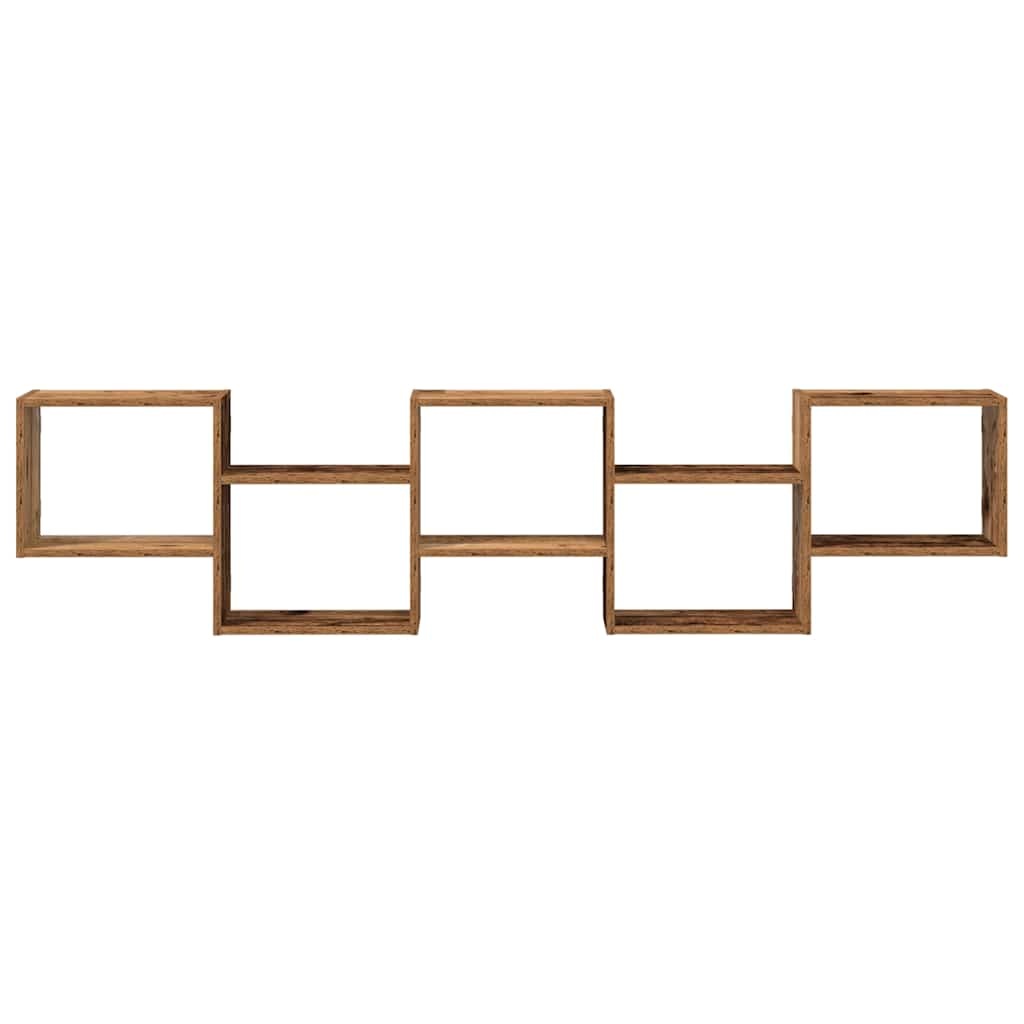 VidaXL Wandschap kubus 5 vakken bewerkt hout oud houtkleurig