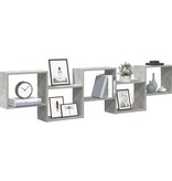 VidaXL Wandschap kubus 5 vakken bewerkt hout betongrijs