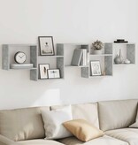 VidaXL Wandschap kubus 5 vakken bewerkt hout betongrijs