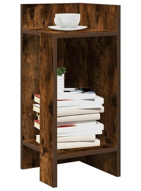 VidaXL Bijzettafeltje met plank 25,5x27x60 cm gerookt eikenkleurig