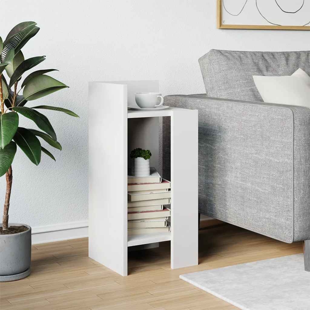 VidaXL Bijzettafeltje met plank 25,5x27x60 cm wit
