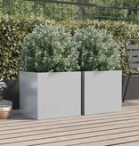 VidaXL Plantenbakken 2 st 49x47x46 cm gegalvaniseerd staal zilverkleur
