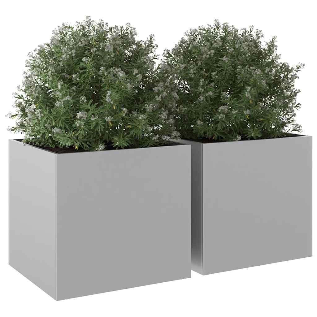 VidaXL Plantenbakken 2 st 49x47x46 cm gegalvaniseerd staal zilverkleur