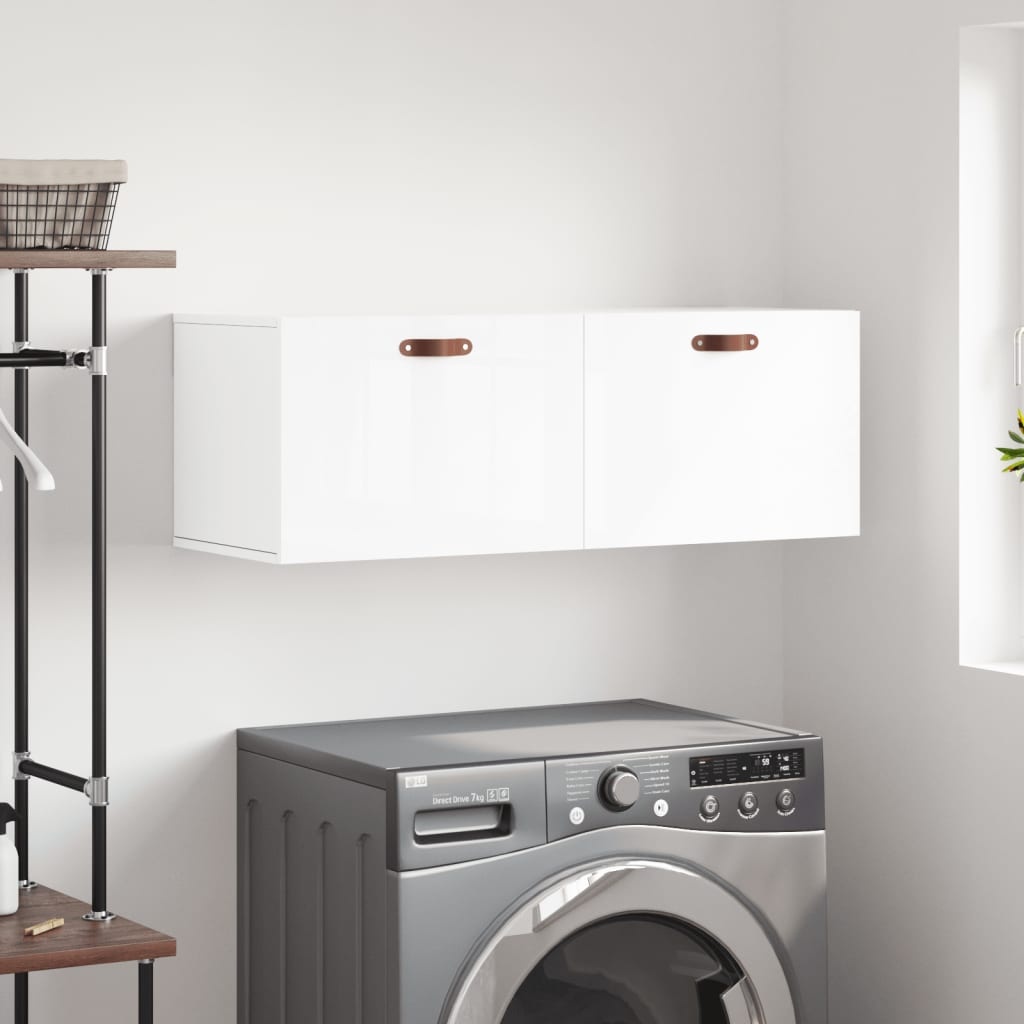 VidaXL Wandkast 100x36,5x35 cm bewerkt hout hoogglans wit