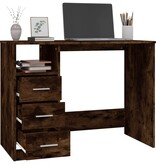 VidaXL Bureau met lades 102x50x76 cm bewerkt hout gerookt eikenkleurig