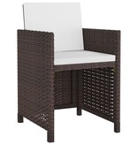 VidaXL 5-delige Tuinset met kussens poly rattan bruin