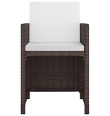 VidaXL 5-delige Tuinset met kussens poly rattan bruin