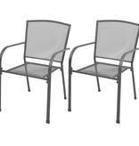 VidaXL Tuinstoelen stapelbaar 2 st staal grijs