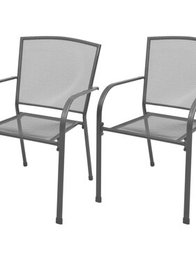 VidaXL Tuinstoelen stapelbaar 2 st staal grijs