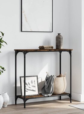 VidaXL Wandtafel 75x30,5x75 cm bewerkt hout gerookt eikenkleurig