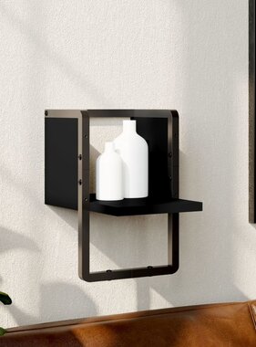 VidaXL Wandschap met stang 20x25x30 cm zwart