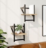 VidaXL Wandschappen met stangen 2 st 20x25x30 cm sonoma eikenkleurig