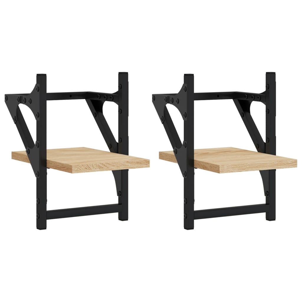VidaXL Wandschappen met stangen 2 st 20x25x30 cm sonoma eikenkleurig