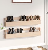 VidaXL Wandschoenenrekken 2 st 110x9x23 cm massief grenenhout
