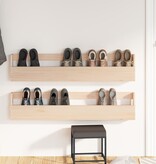 VidaXL Wandschoenenrekken 2 st 110x9x23 cm massief grenenhout
