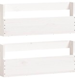 VidaXL Schoenenrekken 2 st 59x9x23 cm massief grenenhout wit