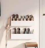 VidaXL Schoenenrekken 2 st 59x9x23 cm massief grenenhout wit